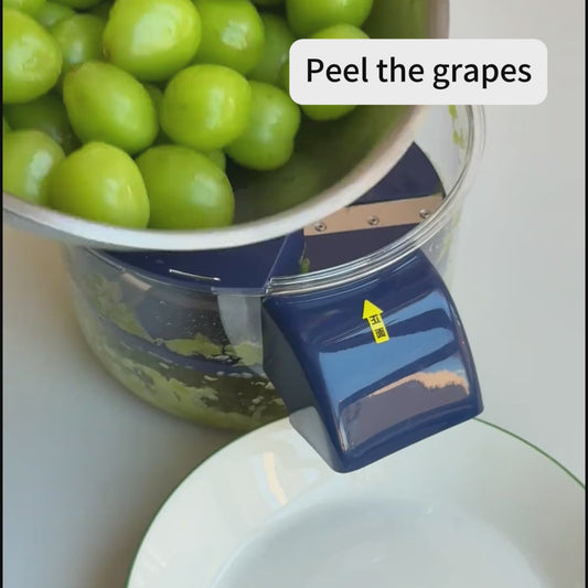 Fruit peeler machine peels grapes and garlic